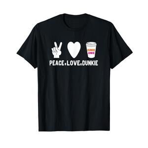 Funny Dunkie Junkie  Peace Love Dunkie Funny Coffee Saying T-Shirt